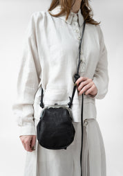 Black Leather Small Pear Bag