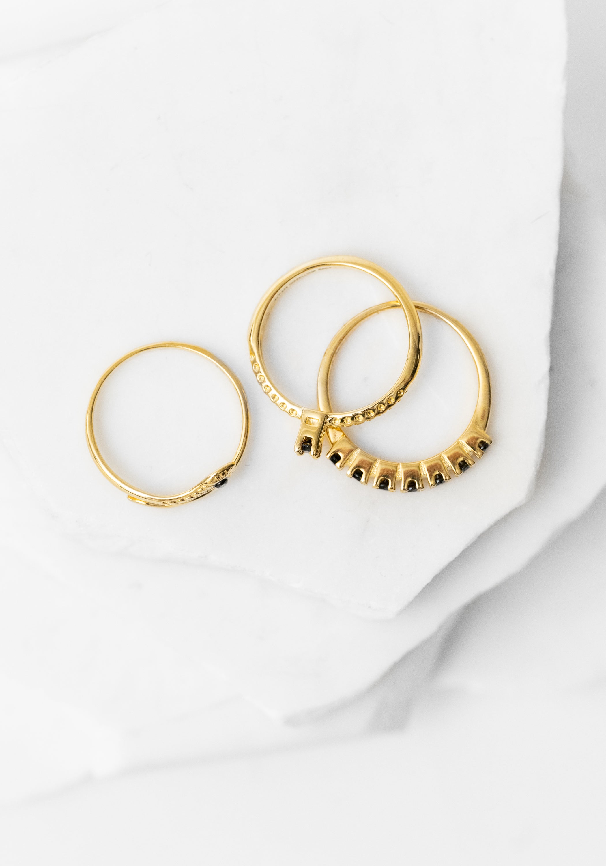 Gold Plated Serpent Rings Set (Set of 3)
