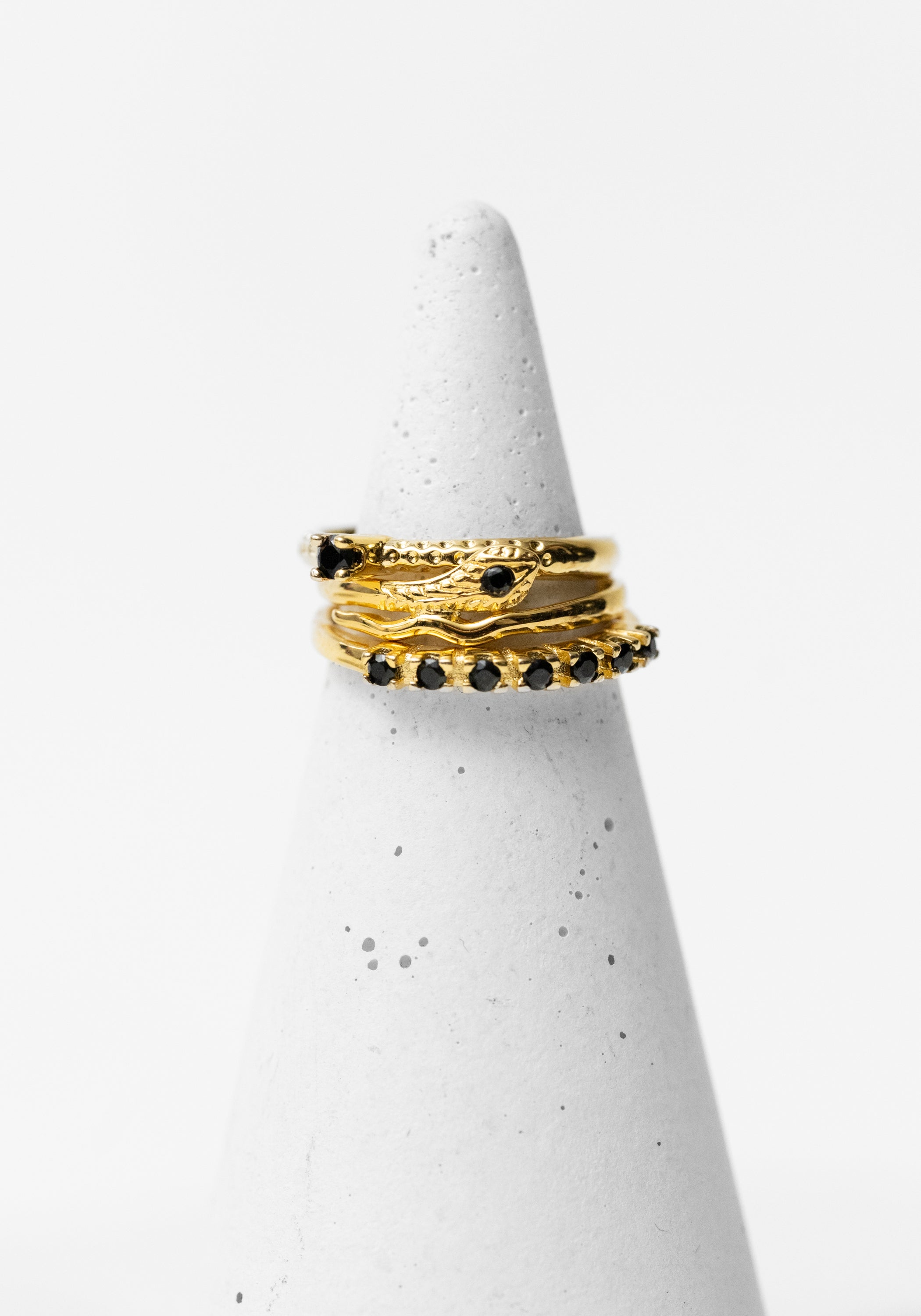 Gold Plated Serpent Rings Set (Set of 3)