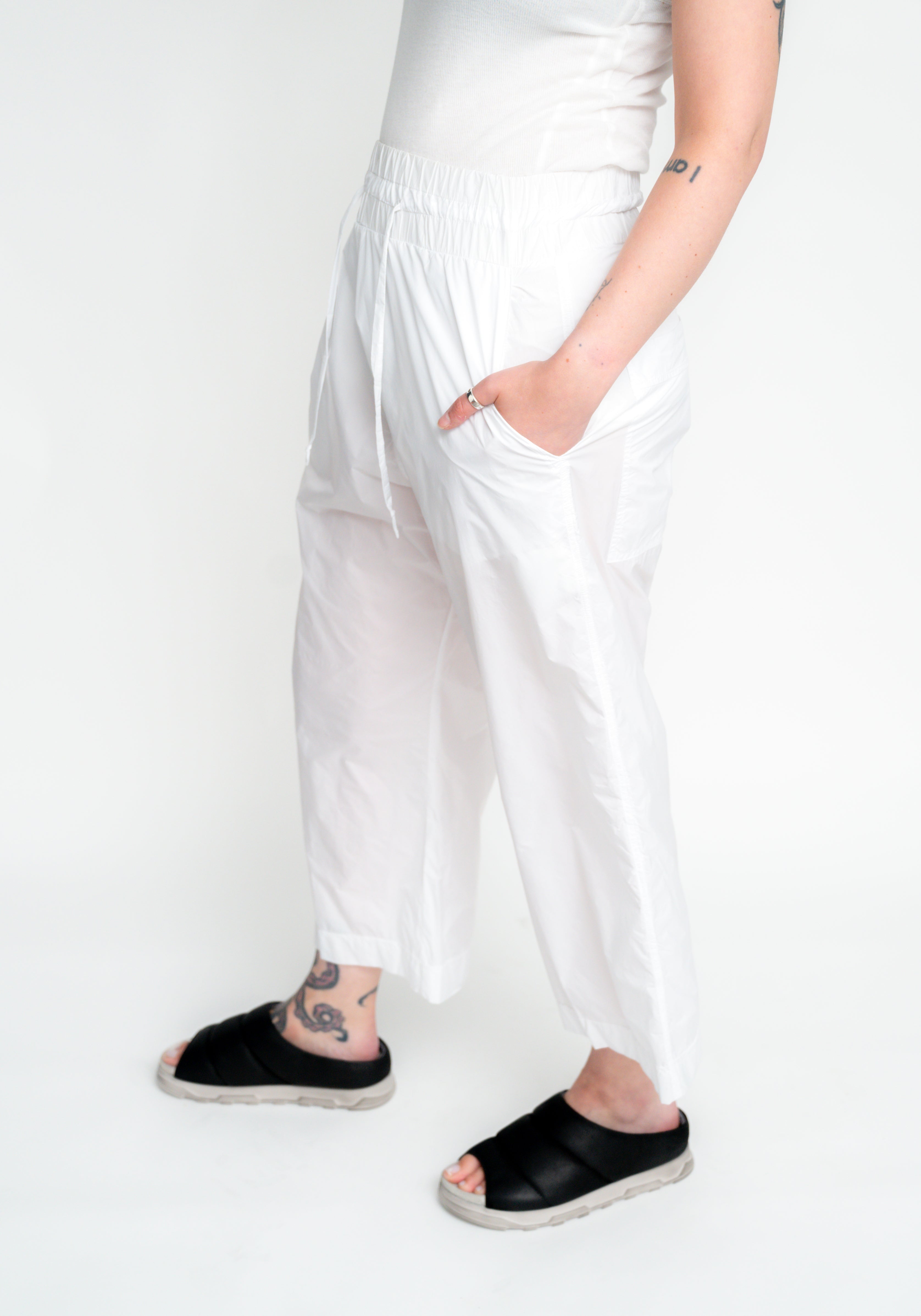 Semi-Sheer Drop Seat Wide Leg Pants