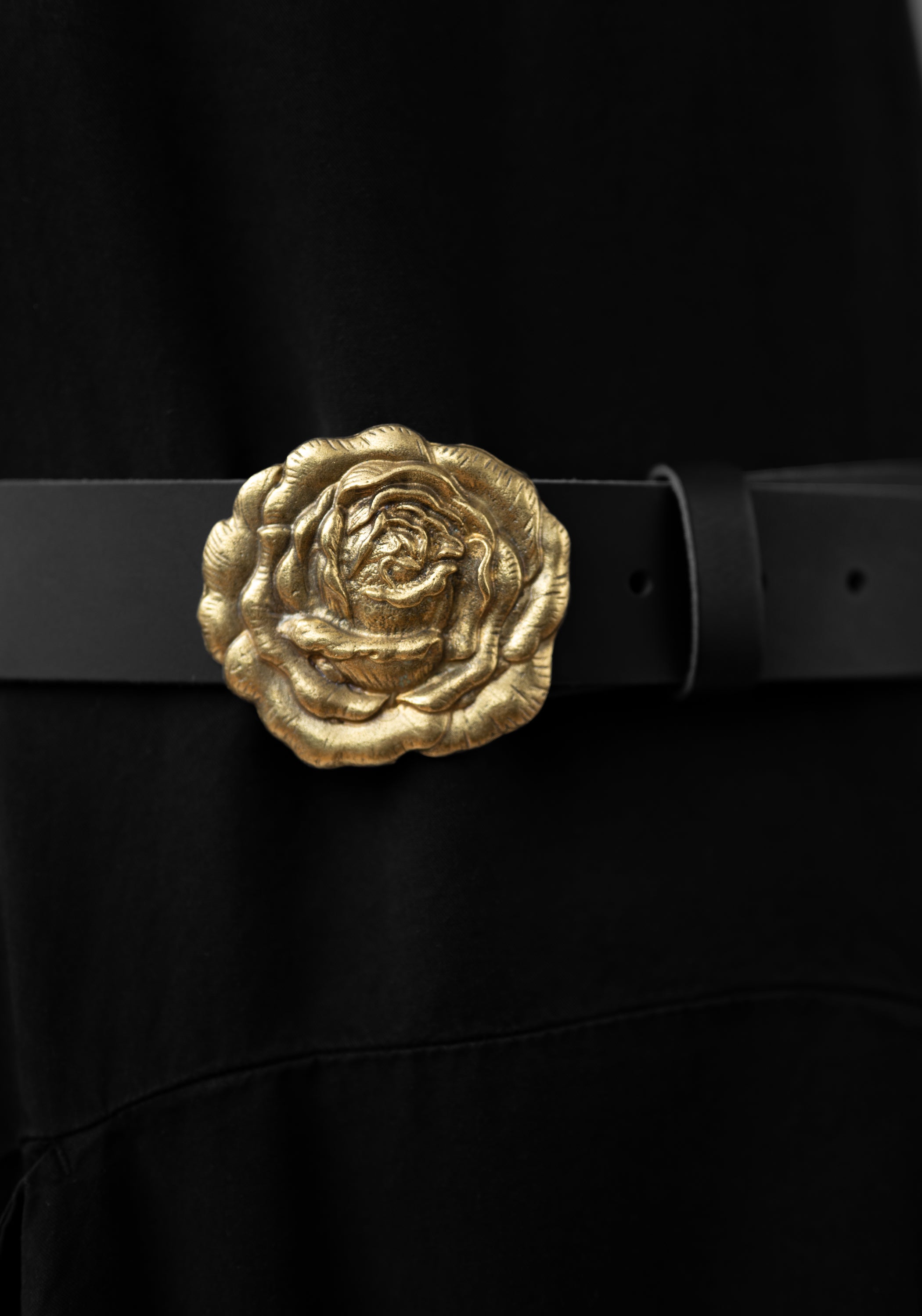 Leather and Brass Rose Belt - December Thieves