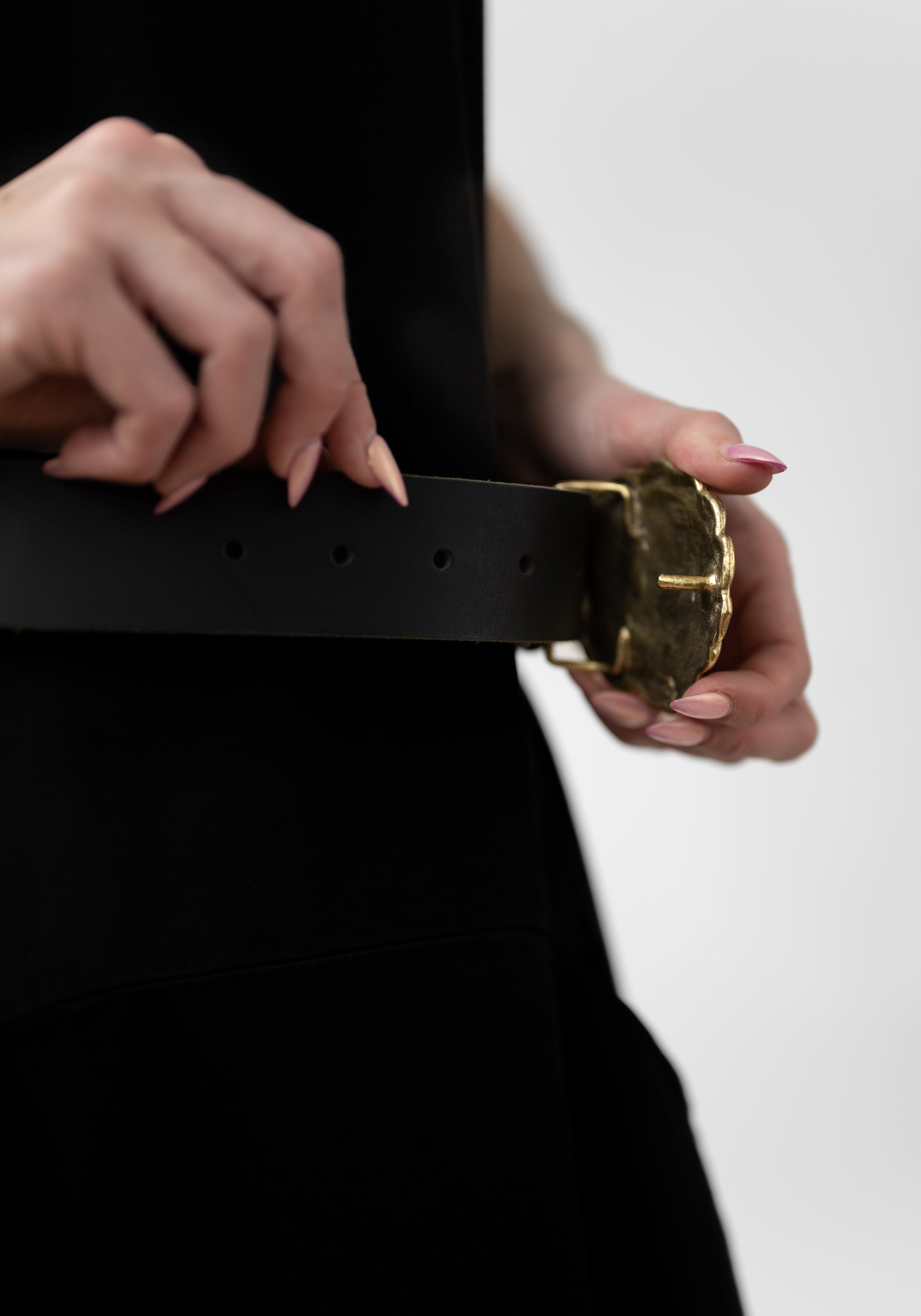 Leather and Brass Rose Belt - December Thieves