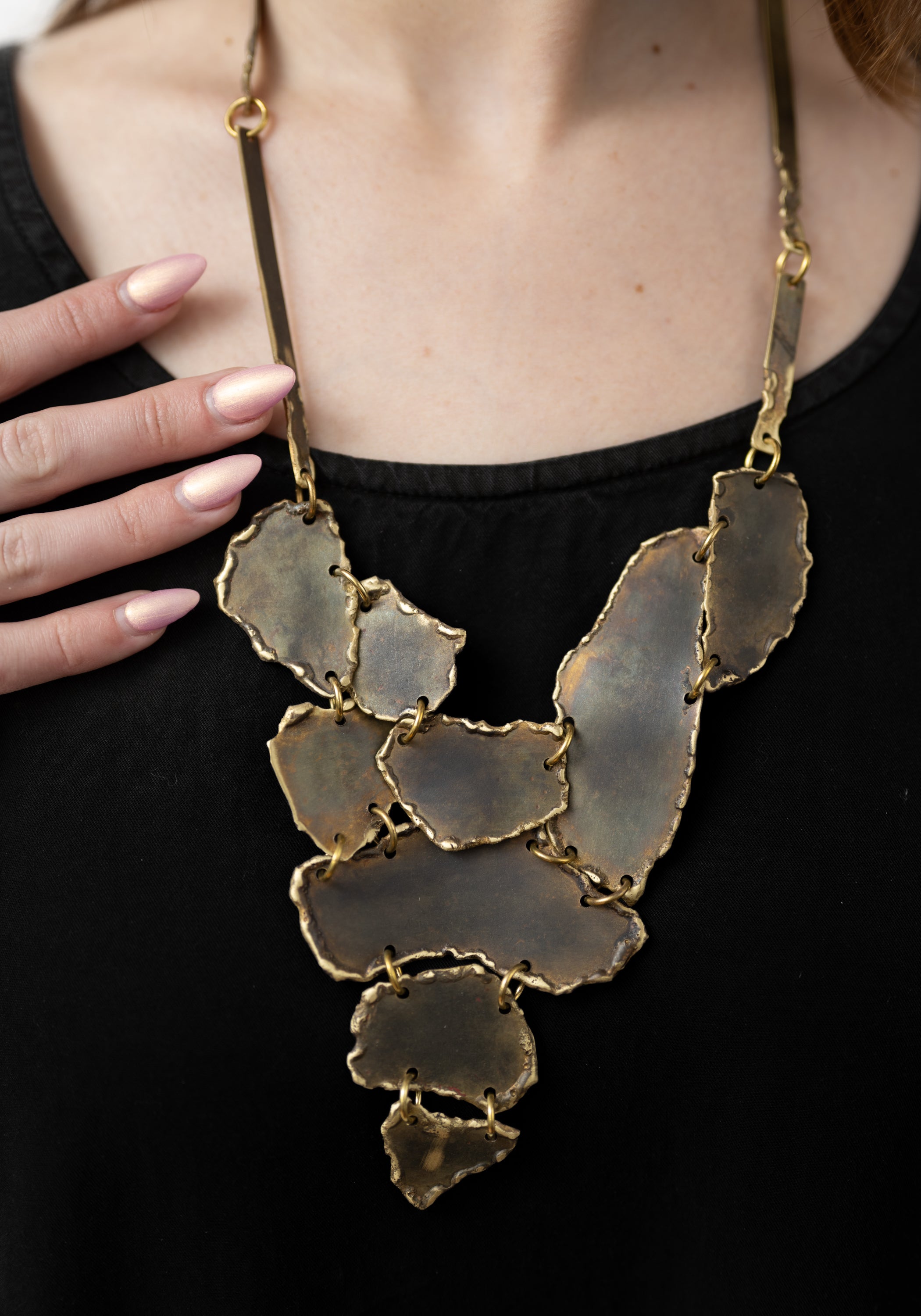 Bold Fragmento Patinated Brass Necklace - December Thieves