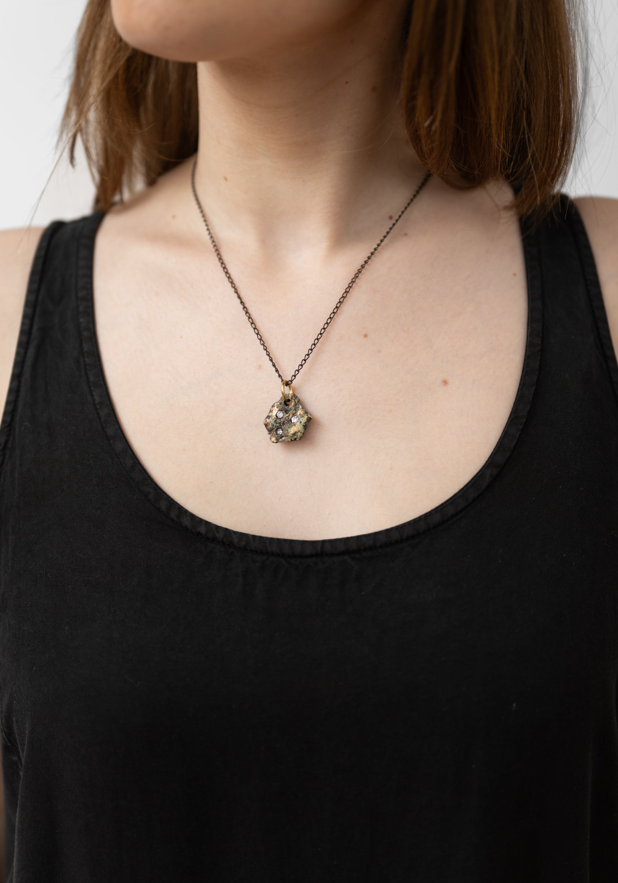 Chunky Pepita Patinated Brass Necklace - December Thieves