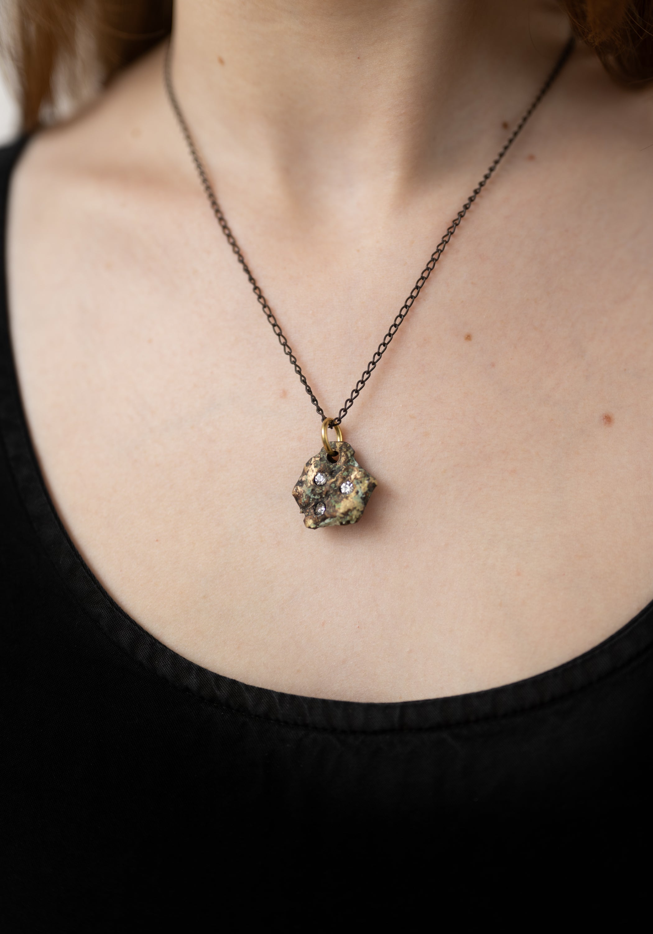 Chunky Pepita Patinated Brass Necklace - December Thieves
