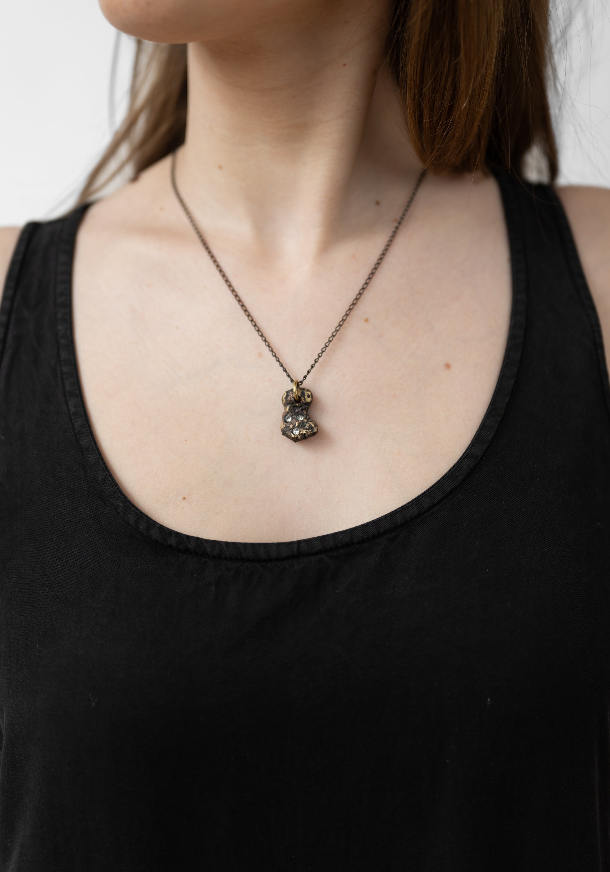 Chunky Pepita Patinated Brass Necklace - December Thieves