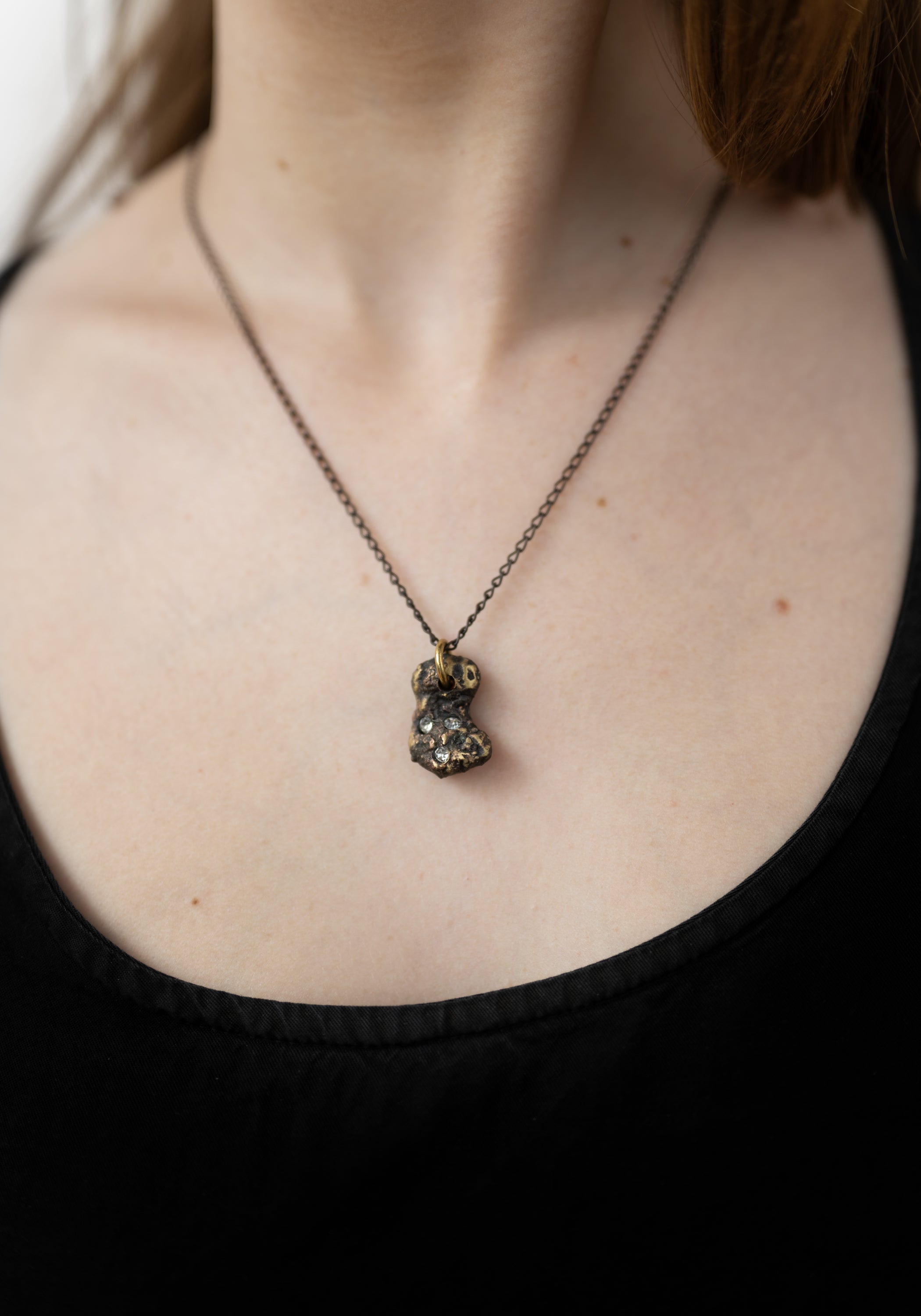 Chunky Pepita Patinated Brass Necklace - December Thieves