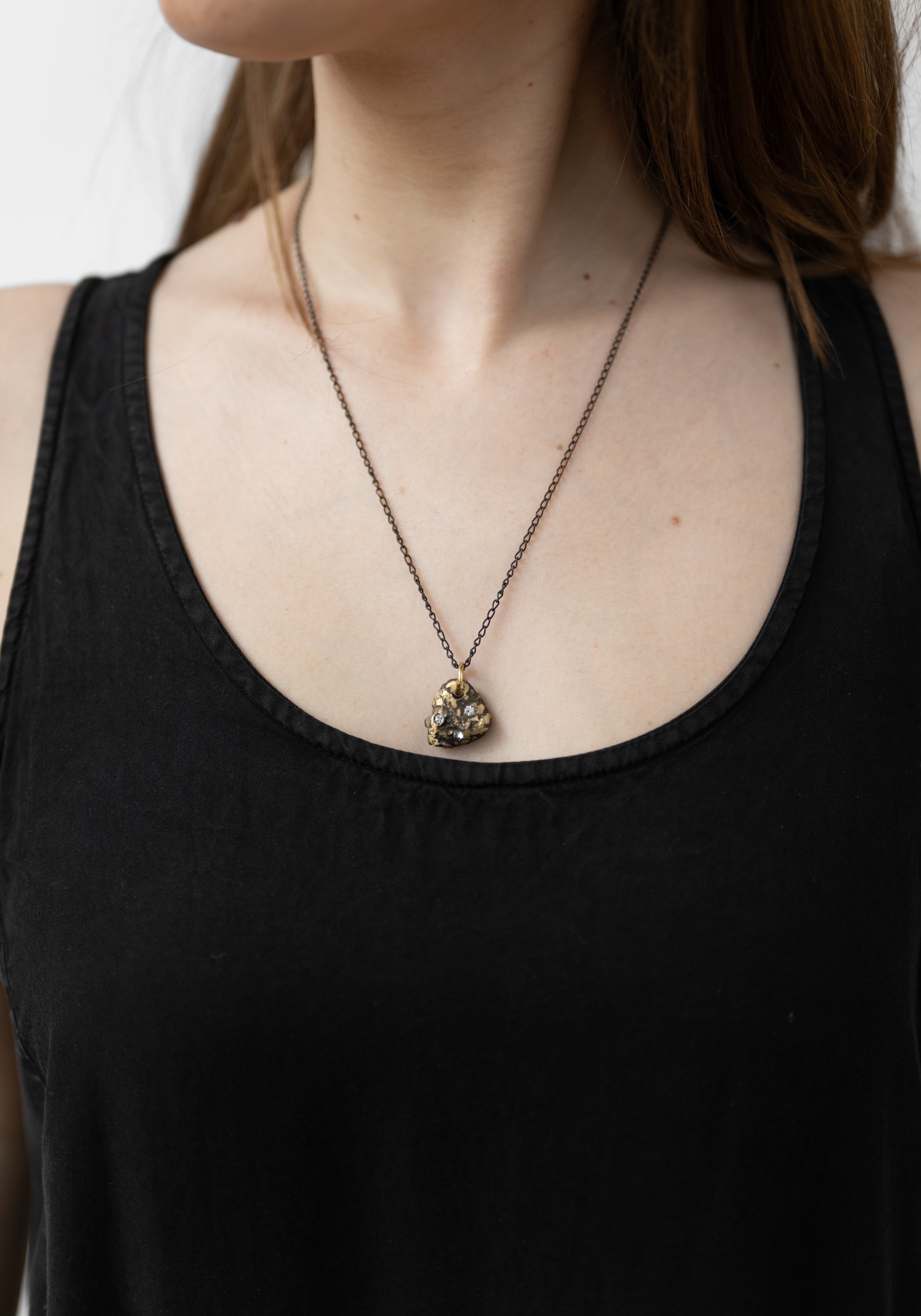 Chunky Pepita Patinated Brass Necklace - December Thieves