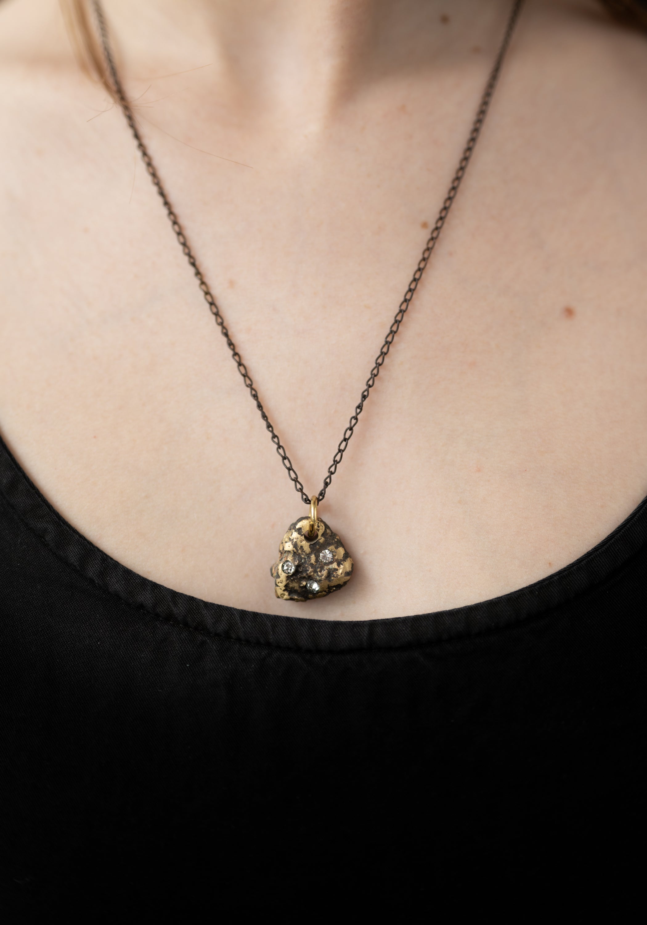 Chunky Pepita Patinated Brass Necklace - December Thieves