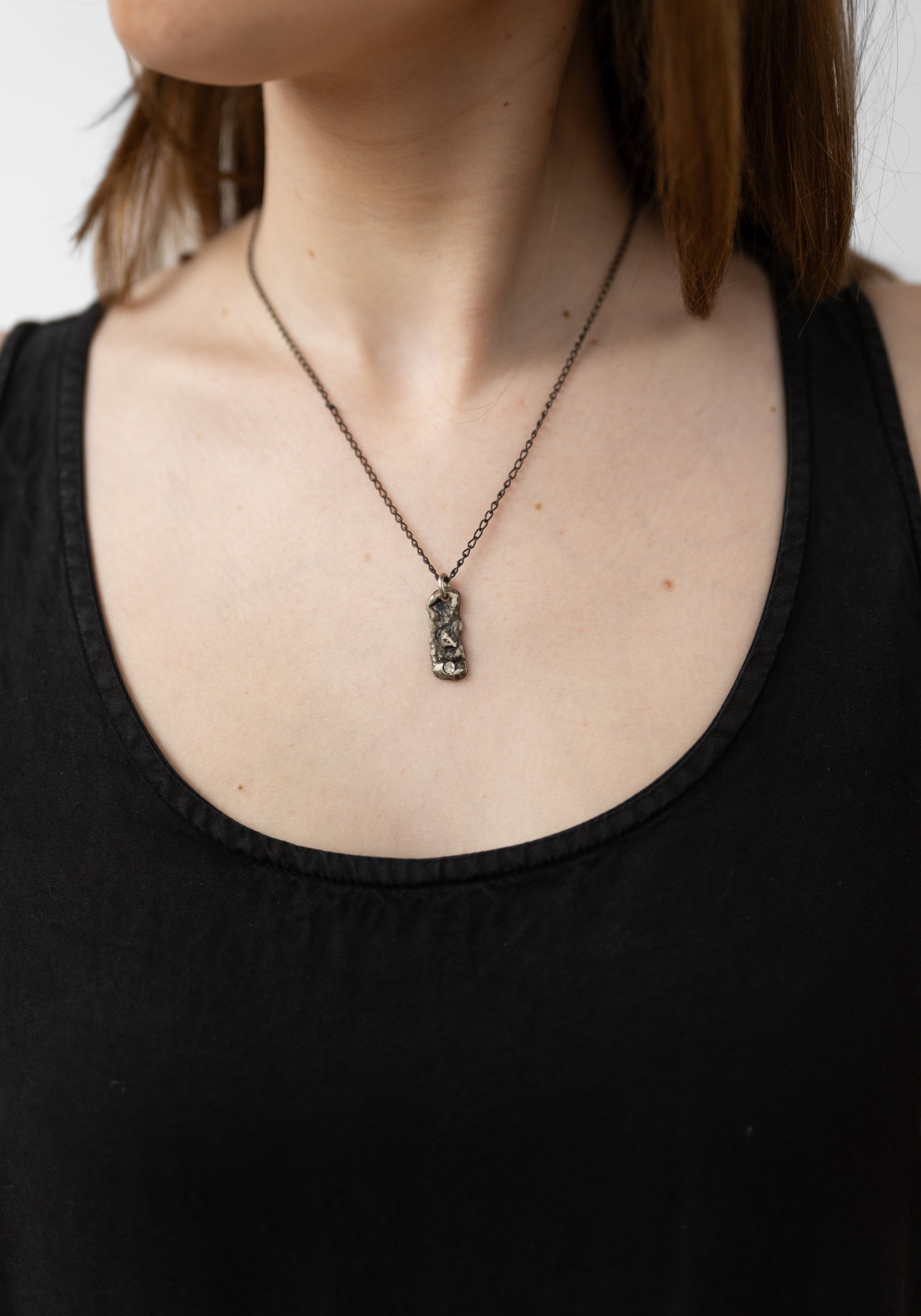 Petite Pepita Patinated White Brass Necklace - December Thieves