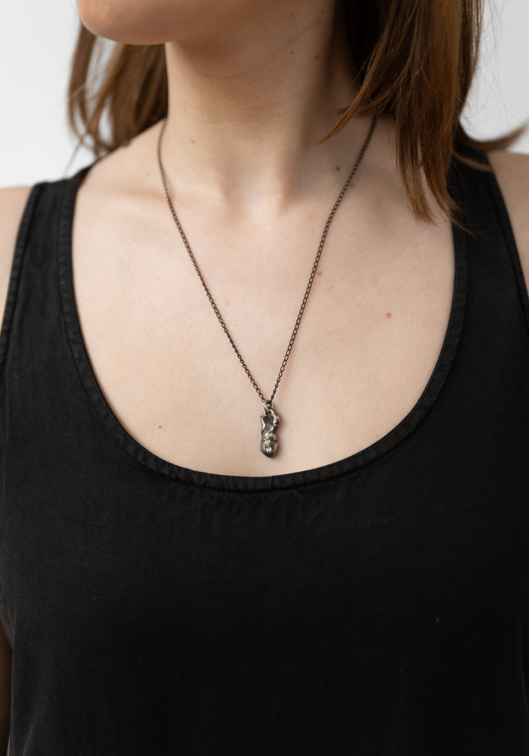 Petite Pepita Patinated White Brass Necklace - December Thieves