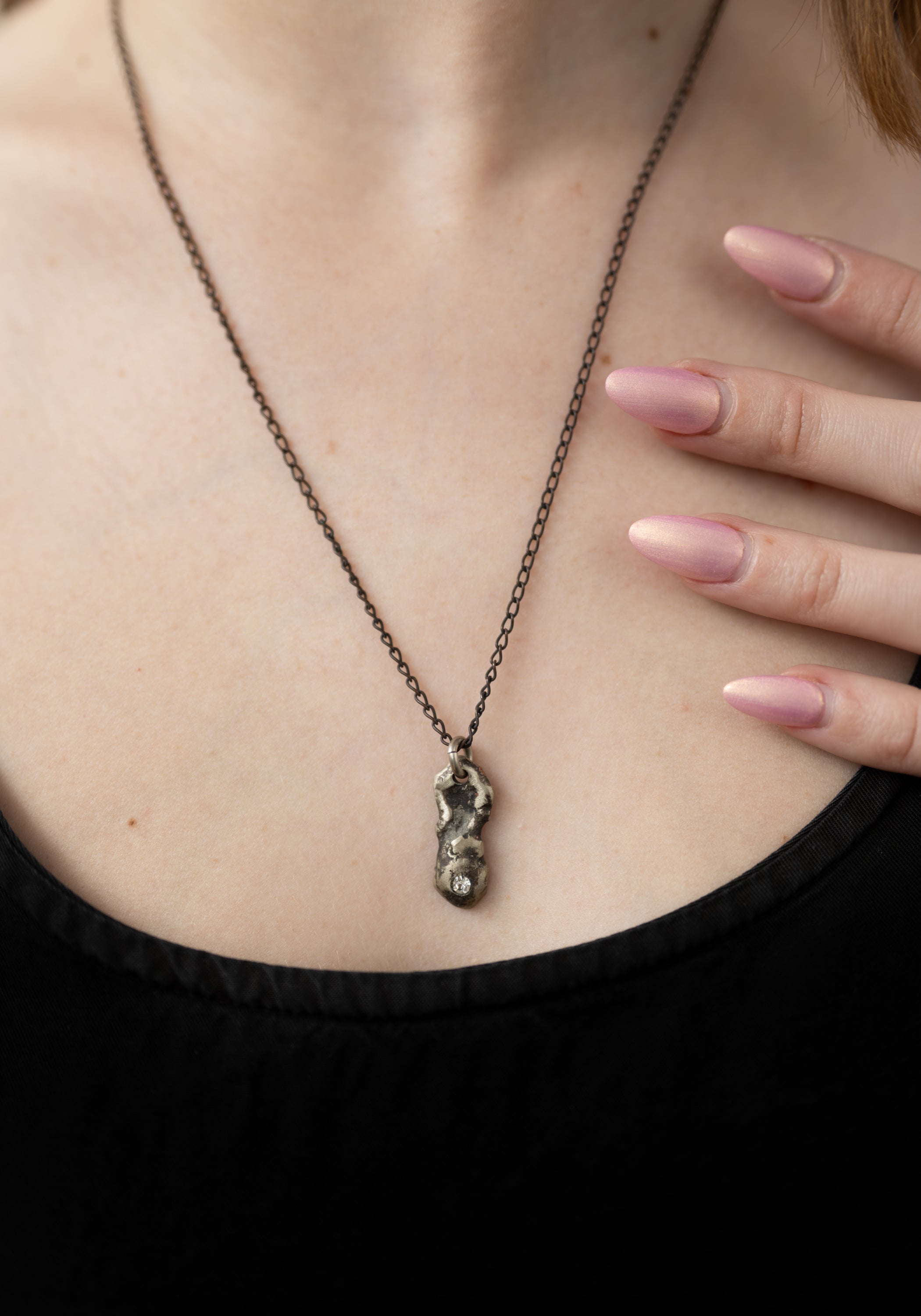 Petite Pepita Patinated White Brass Necklace - December Thieves