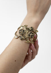 Brass Rose and Leaves Cuff - December Thieves