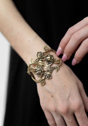 Brass Rose and Leaves Cuff - December Thieves