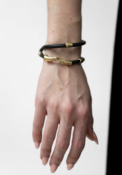 Brass Nugget Double Wrap Leather Bracelet - December Thieves
