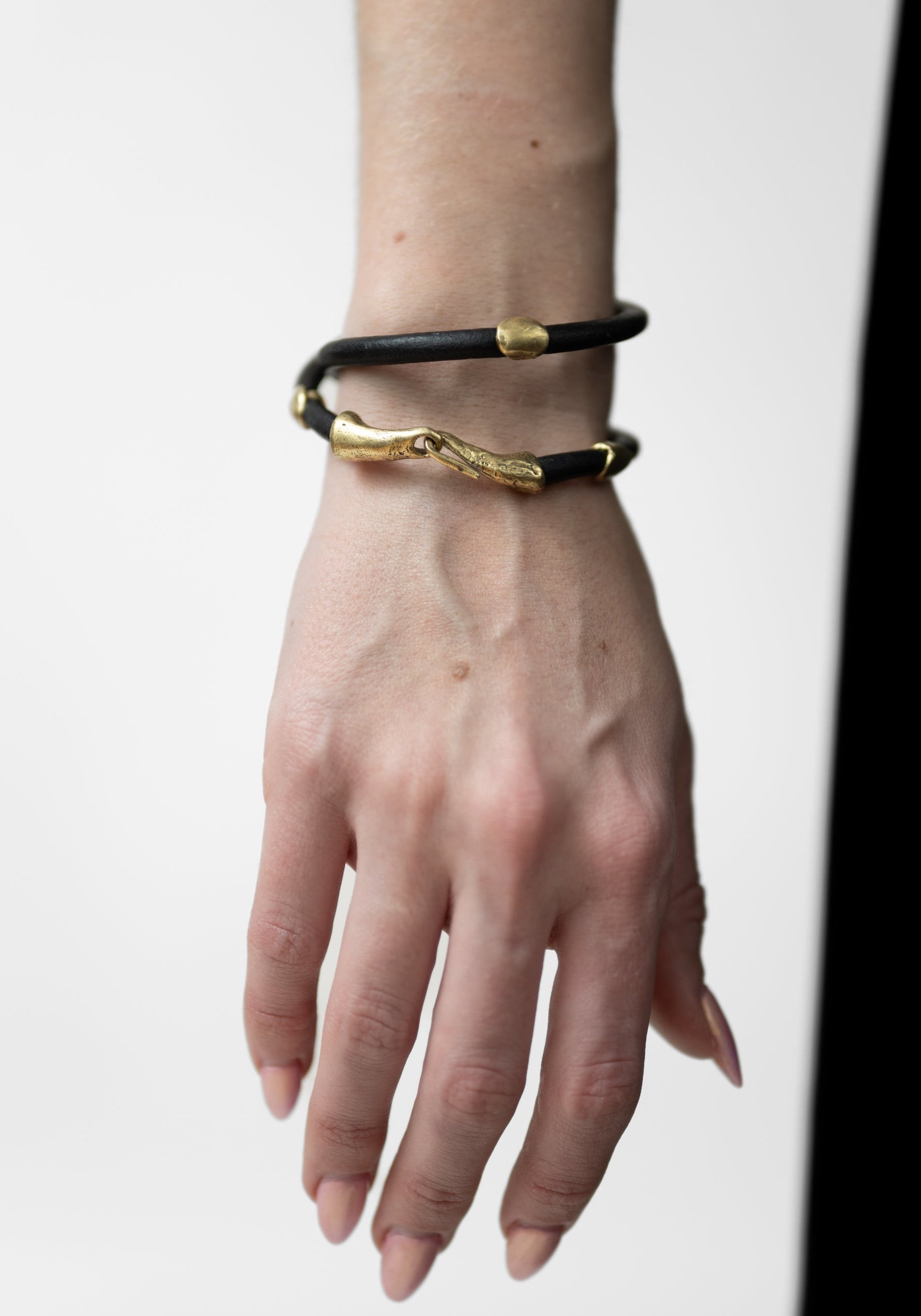 Brass Nugget Double Wrap Leather Bracelet - December Thieves