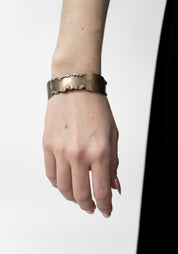 Crater Patinated White Brass Textured Edges Cuff - December Thieves