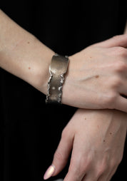 Crater Patinated White Brass Textured Edges Cuff - December Thieves