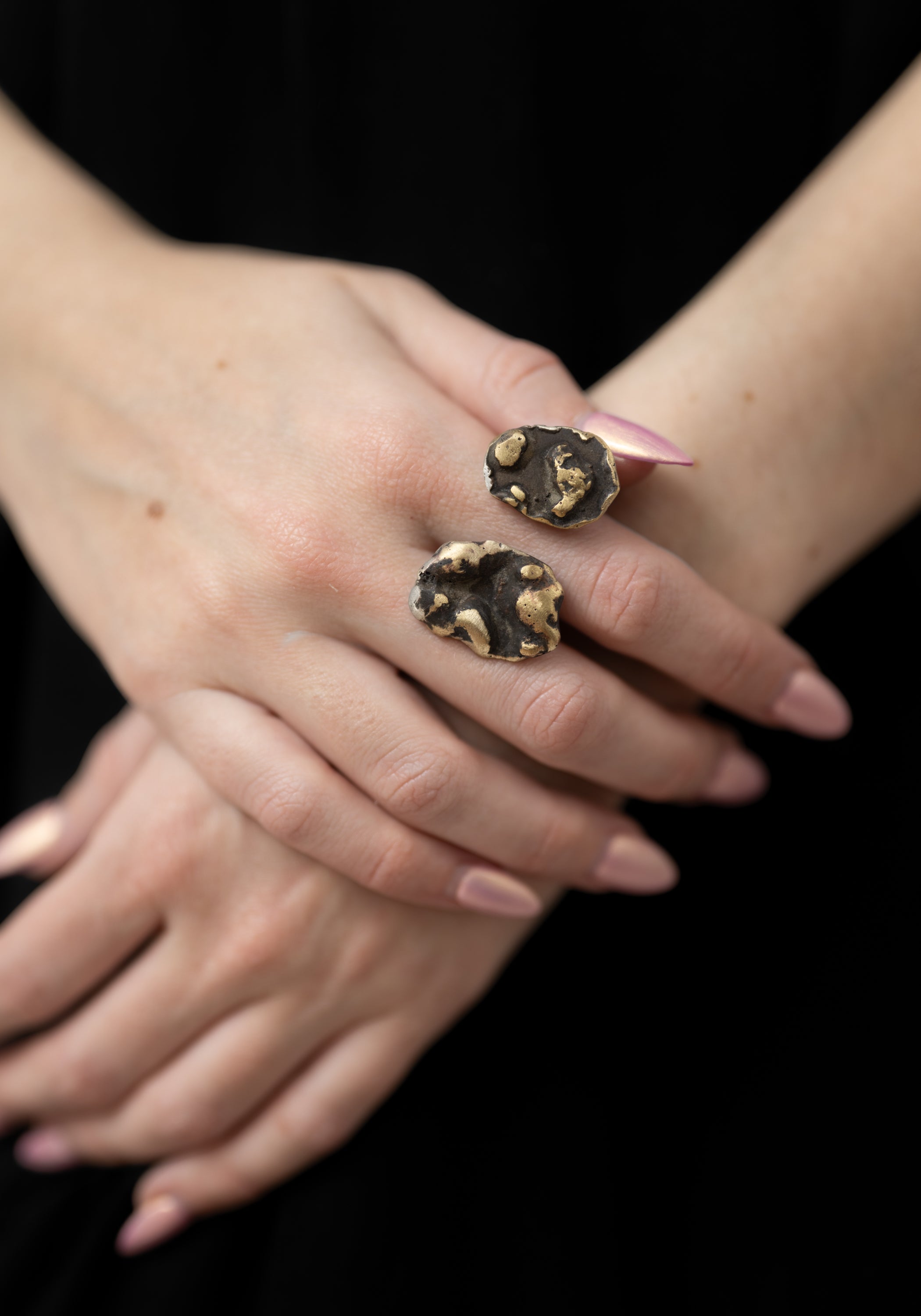 Adjustable Monte Patinated Brass Open Ring - December Thieves