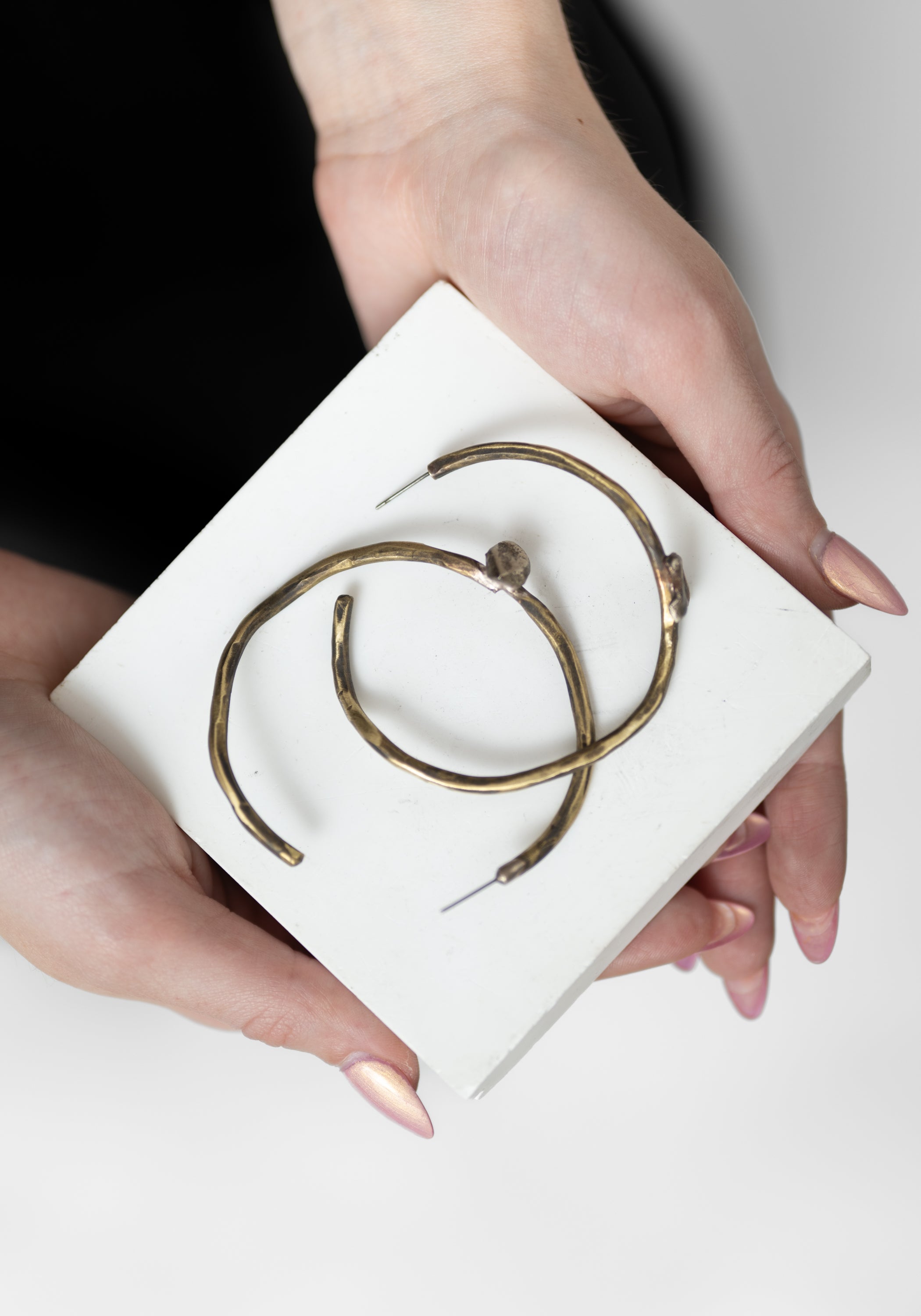 Large Pimpollo Patinated Brass Hoops - December Thieves