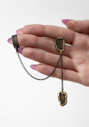 Single Planta Patinated Brass Stud and Ear Cuff - December Thieves