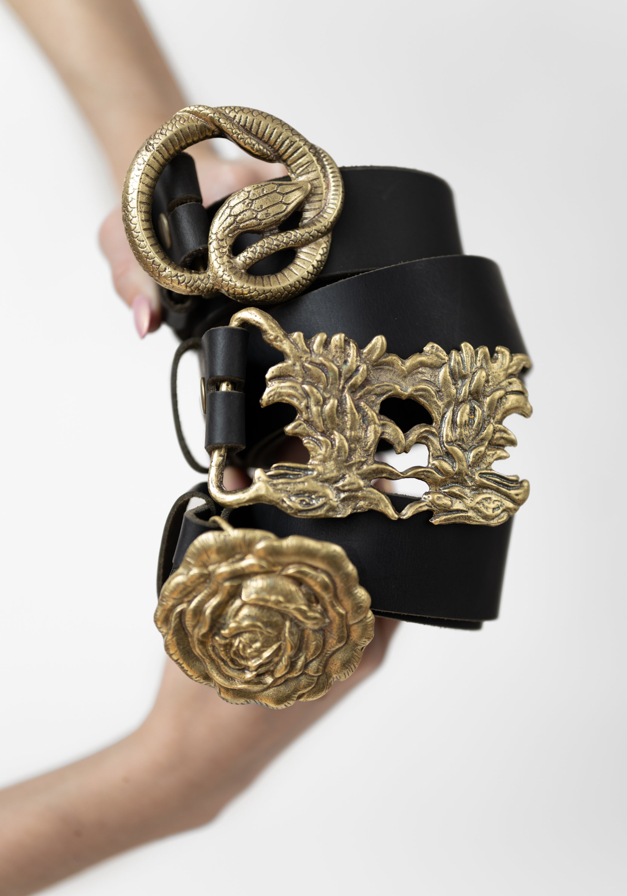 Leather and Brass Double Phoenix Belt - December Thieves