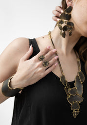 Adjustable Monte Patinated Brass Open Ring - December Thieves