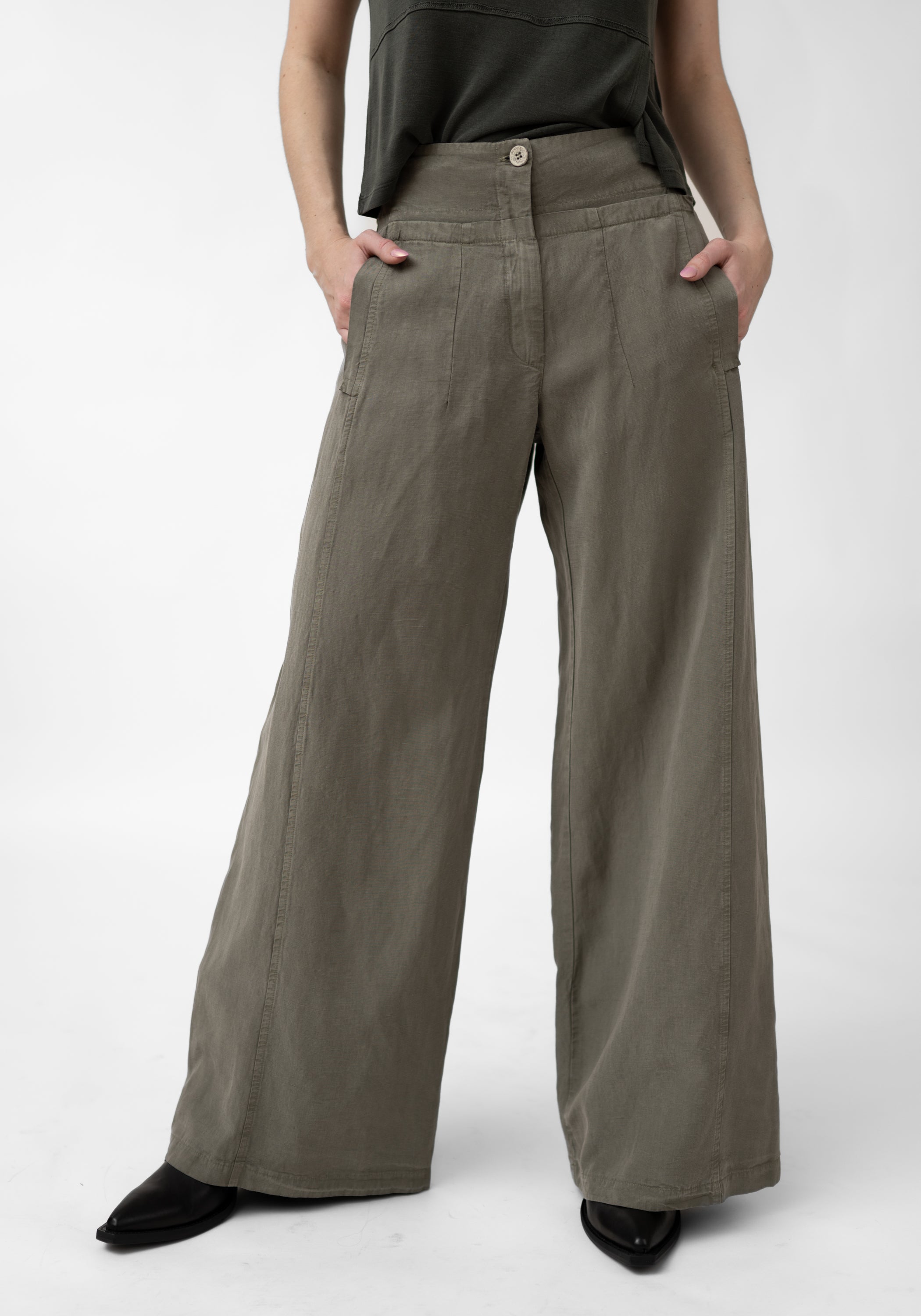 Paneled Detail Wide Leg Pants - December Thieves