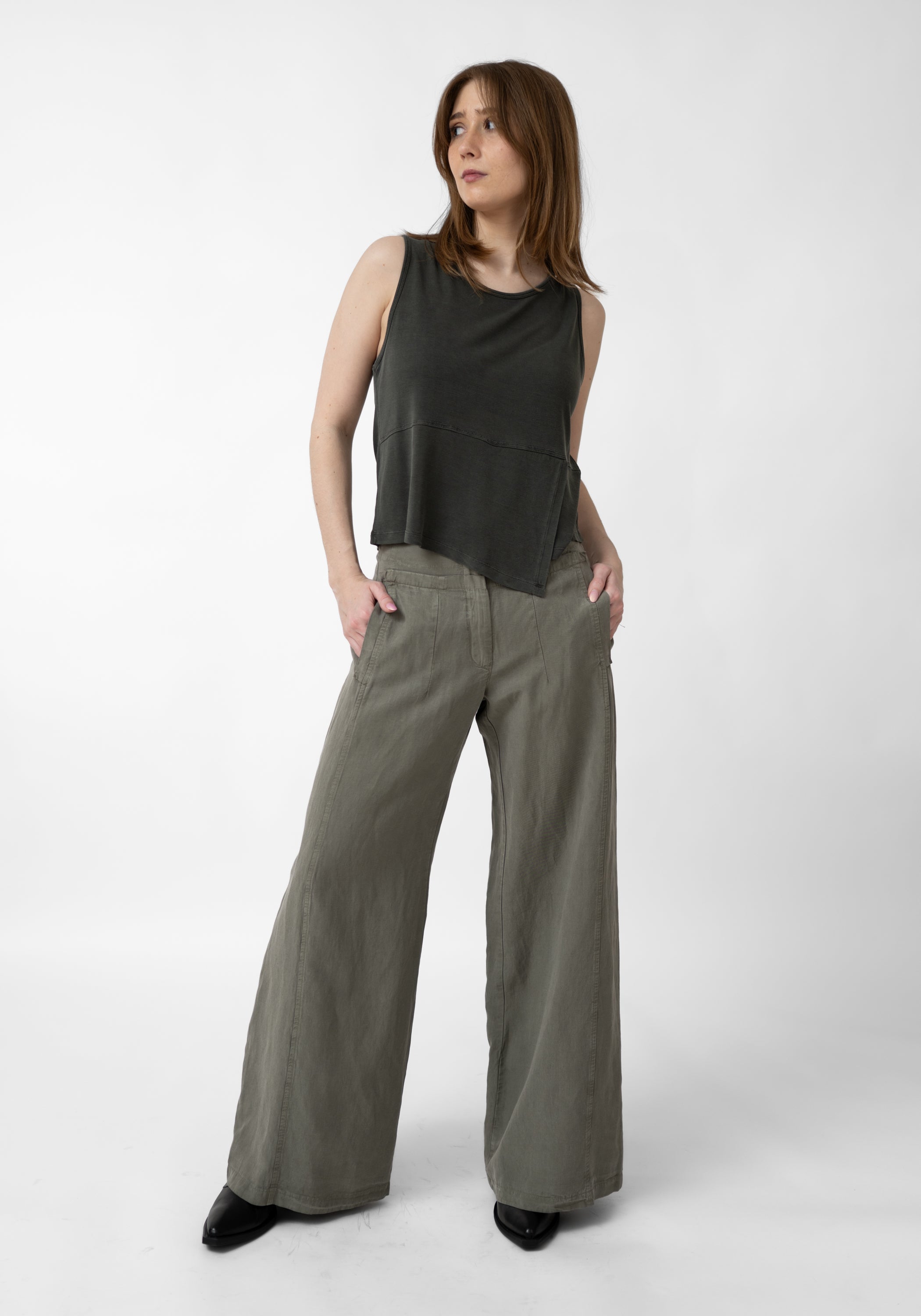 Paneled Detail Wide Leg Pants - December Thieves