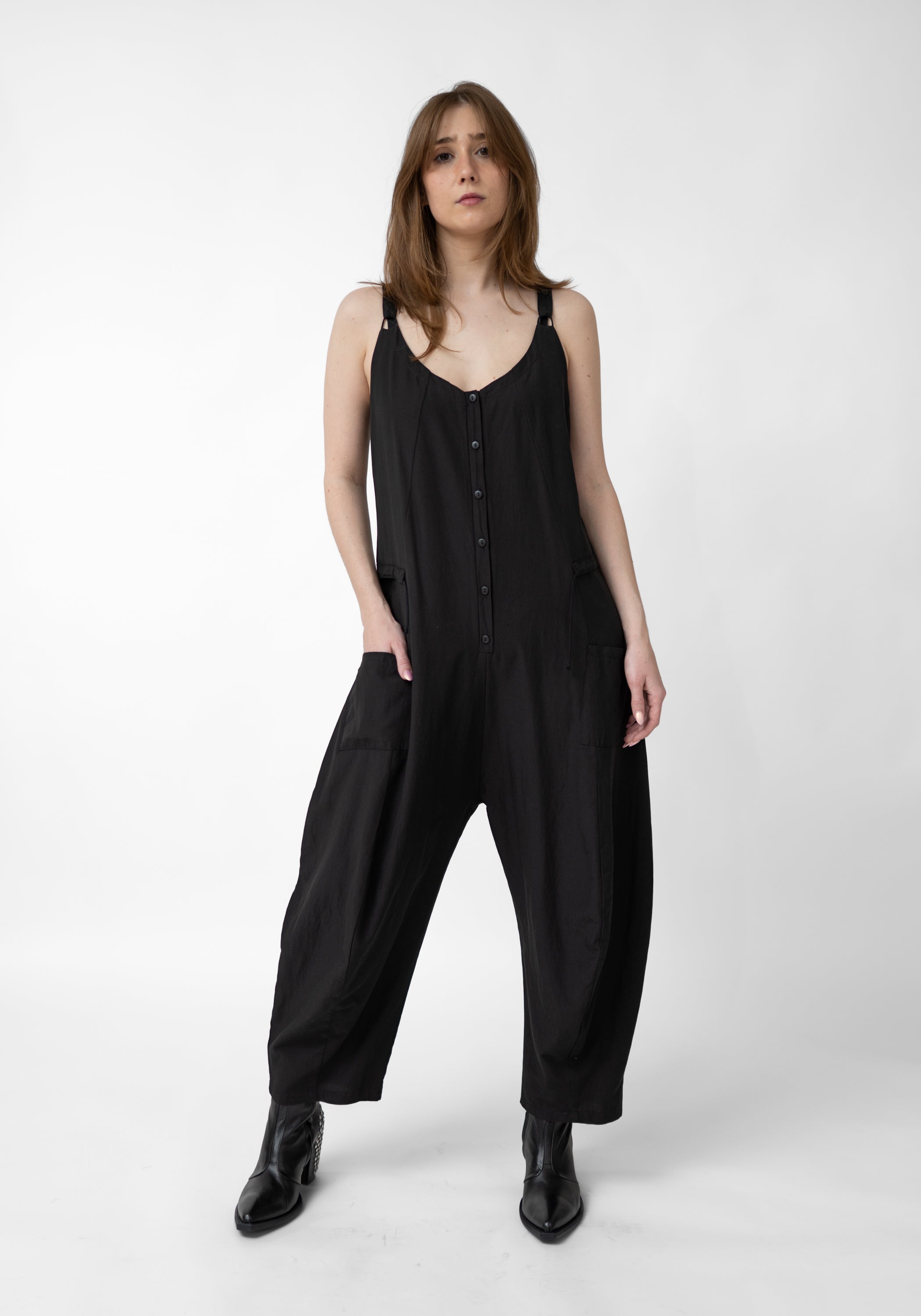Tapered Leg Button Front Jumpsuit - December Thieves