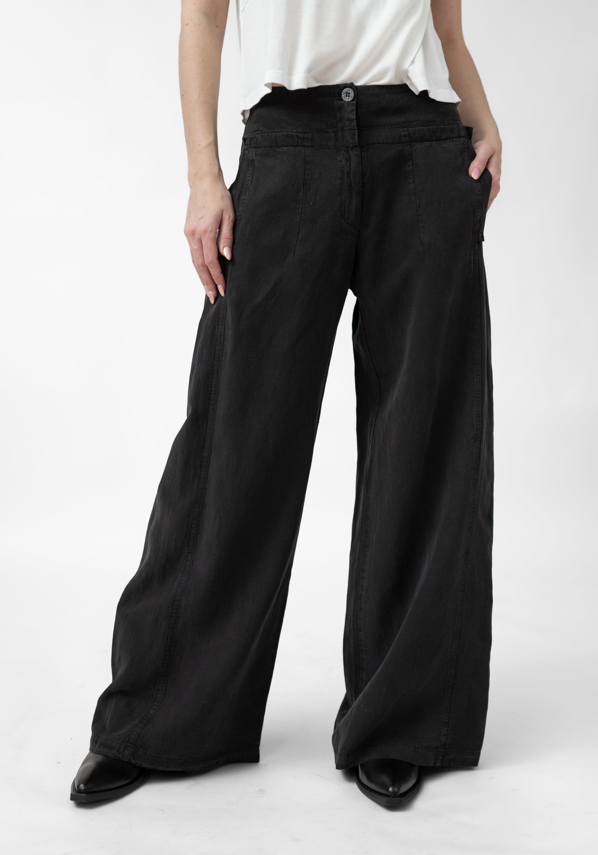 Paneled Detail Wide Leg Pants - December Thieves