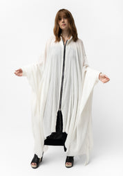 Oversized Semi-Sheer Textured Drop Shoulder Zip Front Jacket
