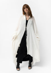 Oversized Semi-Sheer Textured Drop Shoulder Zip Front Jacket