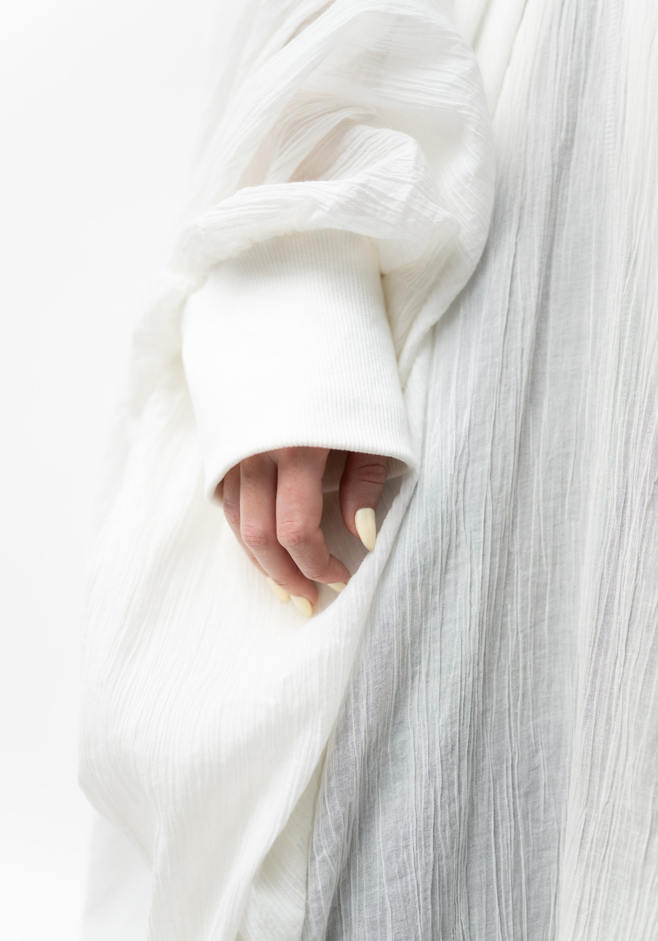 Oversized Semi-Sheer Textured Drop Shoulder Zip Front Jacket