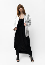 Oversized Metallic Silver Canvas Blazer