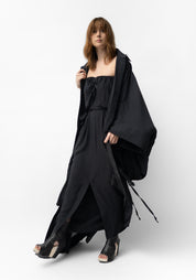 Oversized Ruche Details Maxi Length Snap Front Jacket