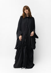 Oversized Ruche Details Maxi Length Snap Front Jacket