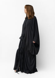 Oversized Ruche Details Maxi Length Snap Front Jacket