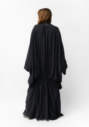 Oversized Ruche Details Maxi Length Snap Front Jacket