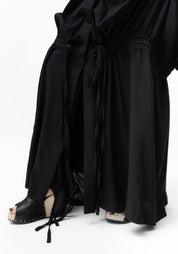 Oversized Ruche Details Maxi Length Snap Front Jacket