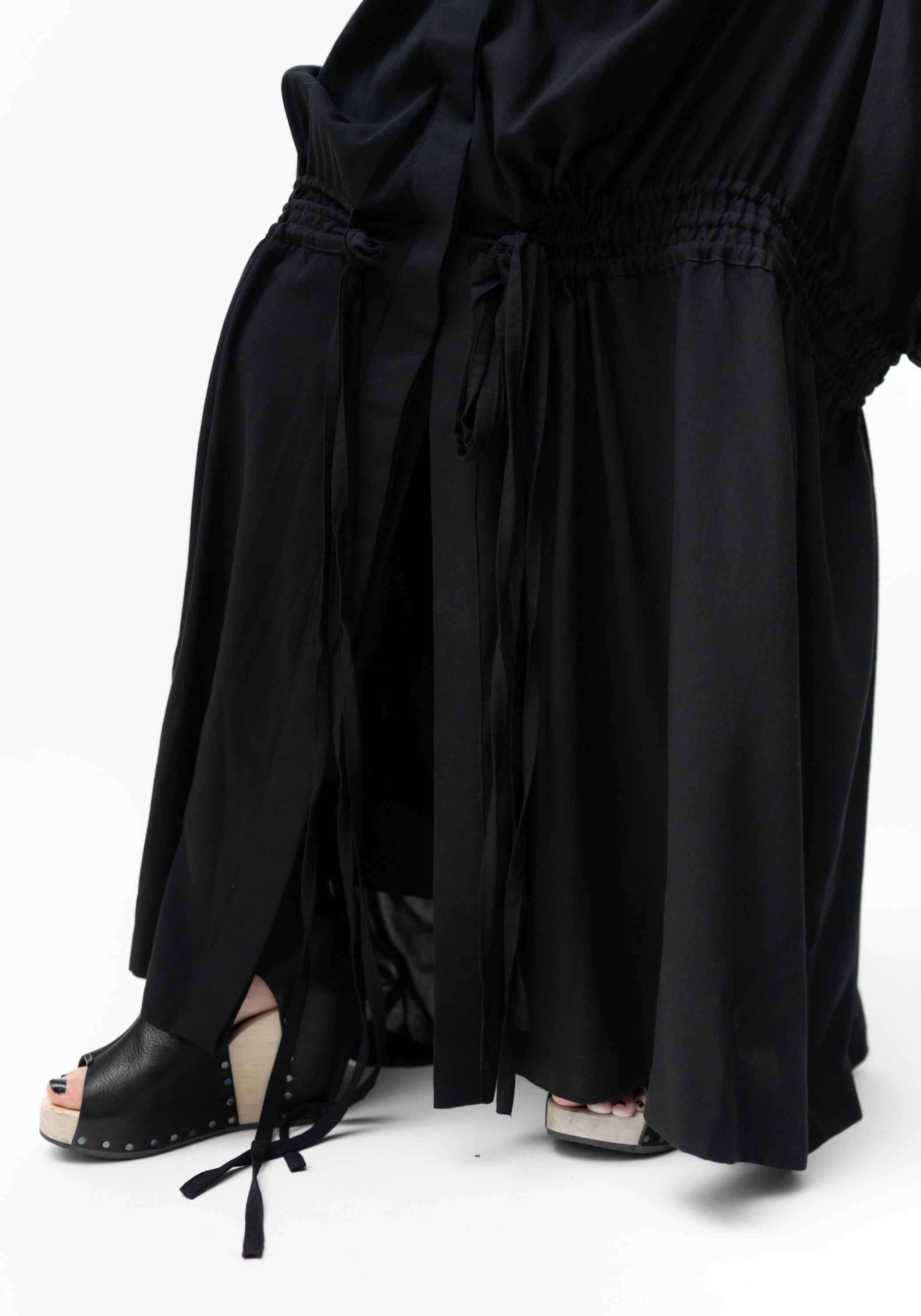 Oversized Ruche Details Maxi Length Snap Front Jacket