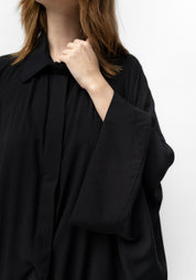 Oversized Ruche Details Maxi Length Snap Front Jacket