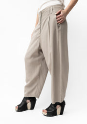 Pleat Waist Cropped Wide Leg Pants in INK, STONE and BLACK