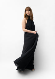 Belt Collar Maxi Dress