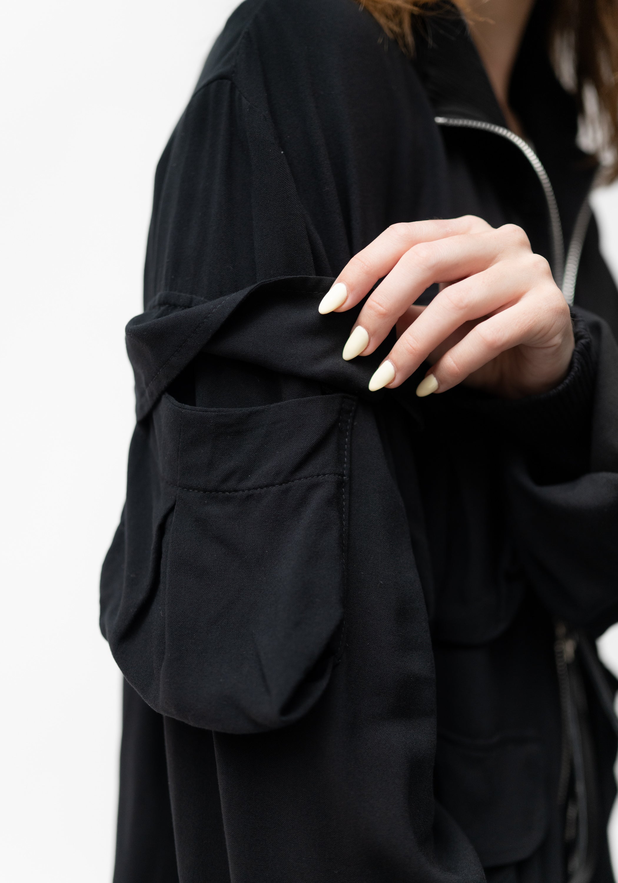 Oversized High Neck Bold Pockets Detail Bomber Jacket