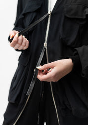 Oversized High Neck Bold Pockets Detail Bomber Jacket