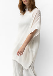 Oversized Semi-Sheer Textured Drop Shoulder Top