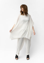 Oversized Semi-Sheer Textured Drop Shoulder Top