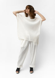 Oversized Semi-Sheer Textured Drop Shoulder Top