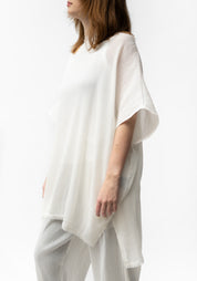 Oversized Semi-Sheer Textured Drop Shoulder Top
